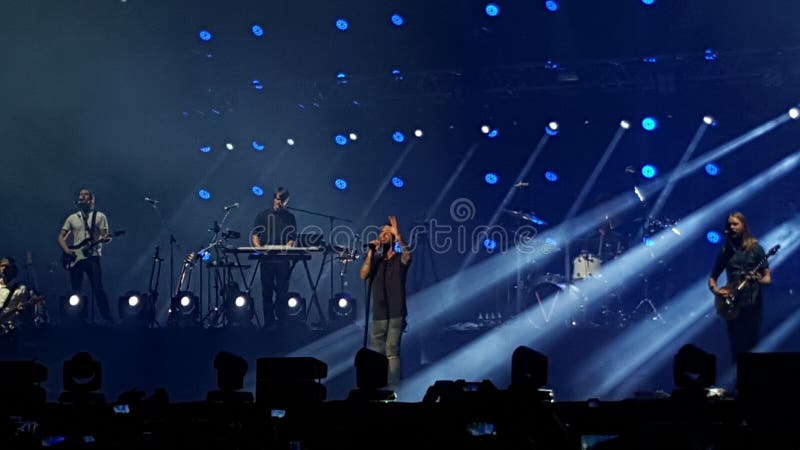 Maroon 5 performing in Bucharest, Romania royalty free stock photography