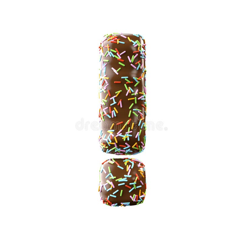 Marque d'exclamation de lettre de chocolat d'isolement sur le fond blanc image libre de droits Marque d'exclamation de lettre de chocolat d'isolement sur le fond blanc image libre de droits