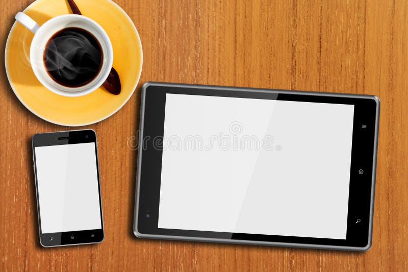 Marque en la tableta el ordenador y el teléfono elegante en el vector foto de archivo