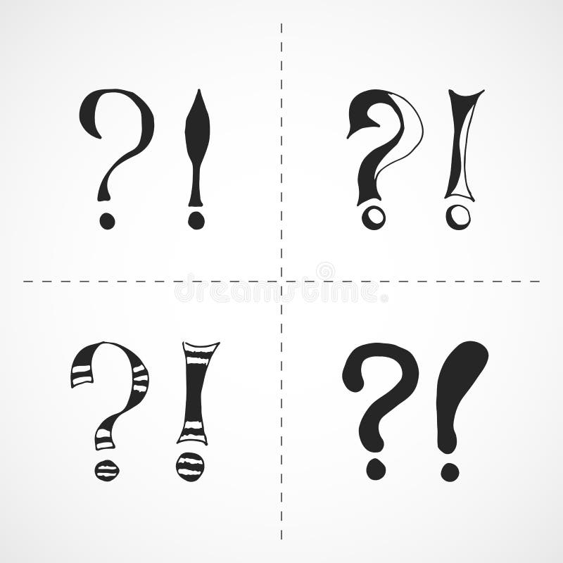 Exclamation Grunge De Croquis De Griffonnage Et Ensemble De Vecteur De