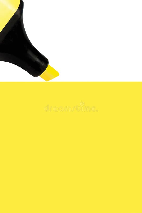 Marqueur jaune peignant le grand fond, macro plan rapproché d'isolement, le grand espace vertical détaillé de copie illustration libre de droits Marqueur jaune peignant le grand fond, macro plan rapproché d'isolement, le grand espace vertical détaillé de copie illustration libre de droits