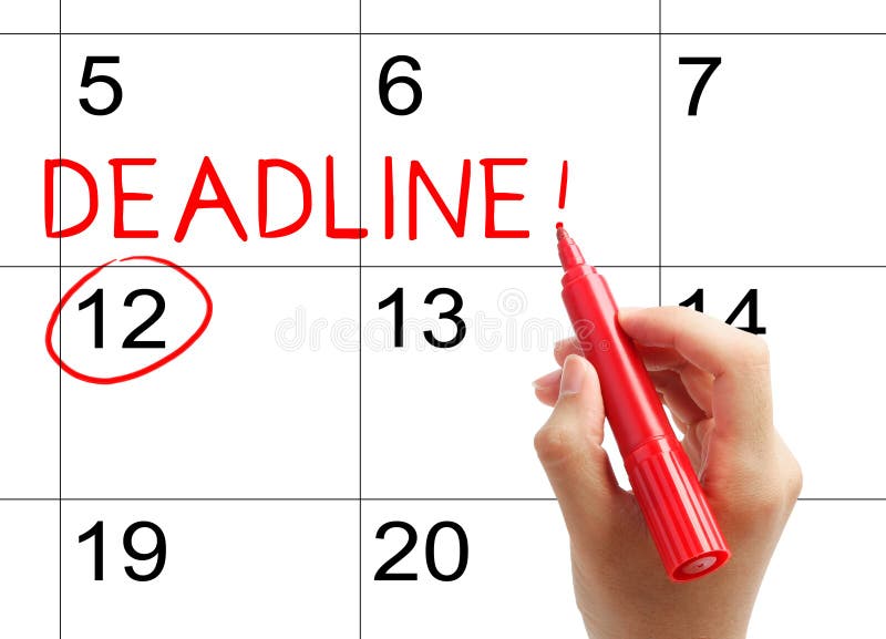 Marquez la date-butoir sur le calendrier images stock Marquez la date-butoir sur le calendrier images stock