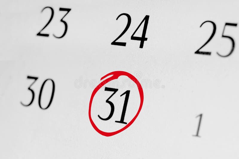 Marquez la date le numéro 31 photographie stock Marquez la date le numéro 31 photographie stock