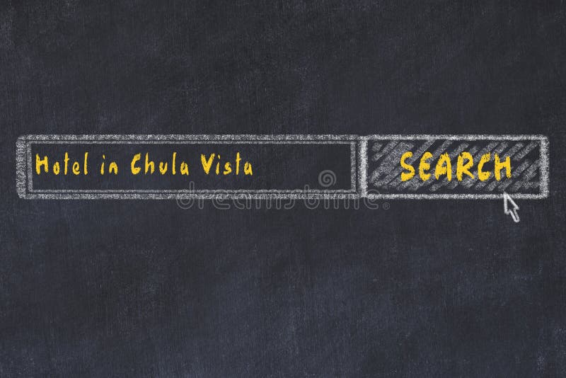 Marquez le croquis ? la craie du moteur de recherche Concept de rechercher et de réserver un hôtel à Chula Vista illustration de vecteur Marquez le croquis ? la craie du moteur de recherche Concept de rechercher et de réserver un hôtel à Chula Vista illustration de vecteur