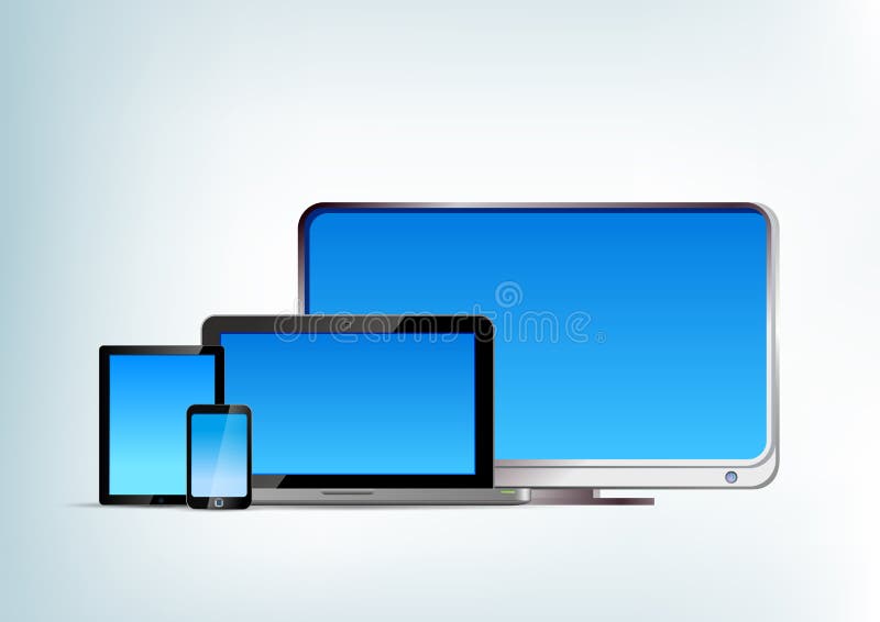 Marquez sur tablette le PC avec l'ordinateur portable, smartphone, avant de vecteur de TV illustration libre de droits Marquez sur tablette le PC avec l'ordinateur portable, smartphone, avant de vecteur de TV illustration libre de droits
