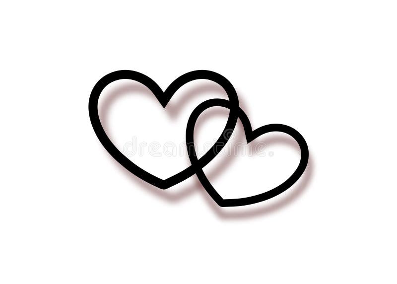 Marriage rings icon. Logo Two interlocking hearts for print and web, isolate on transparent or white background. Minimalist vector
