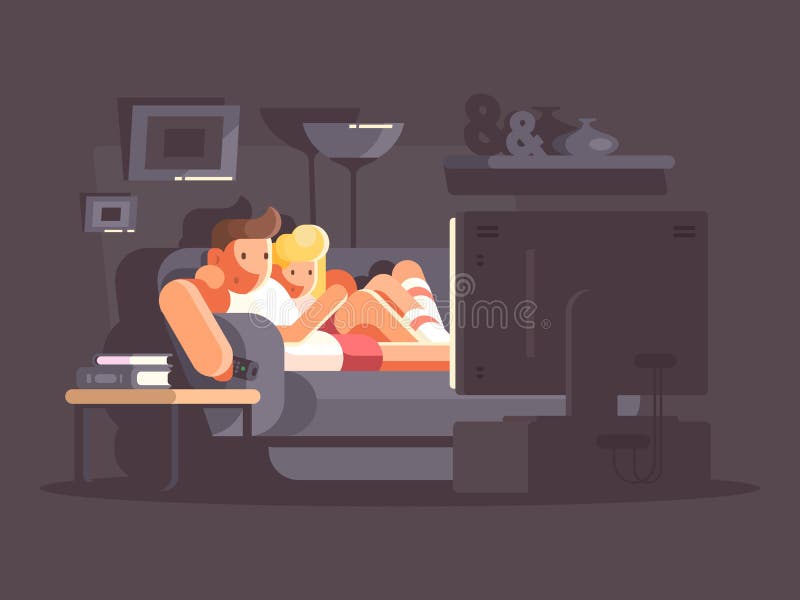 Married couple watching TV