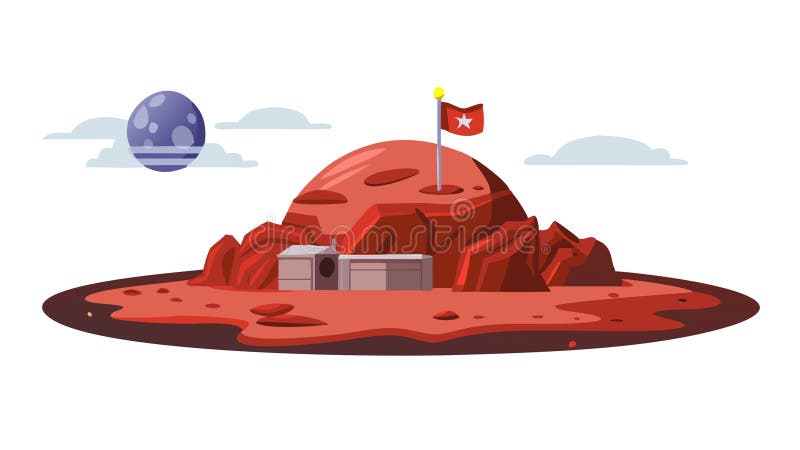 Mars colony, extraterrestrial settlement, space base, vector design Generative AI stock illustration