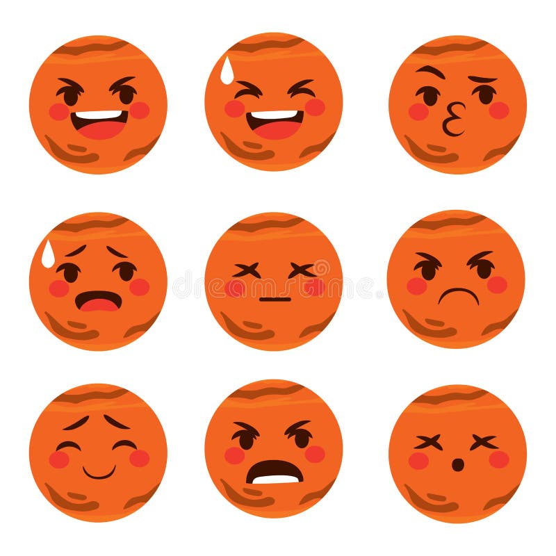 Mars Emoji Expressions stock vector. Illustration of flat - 89090635