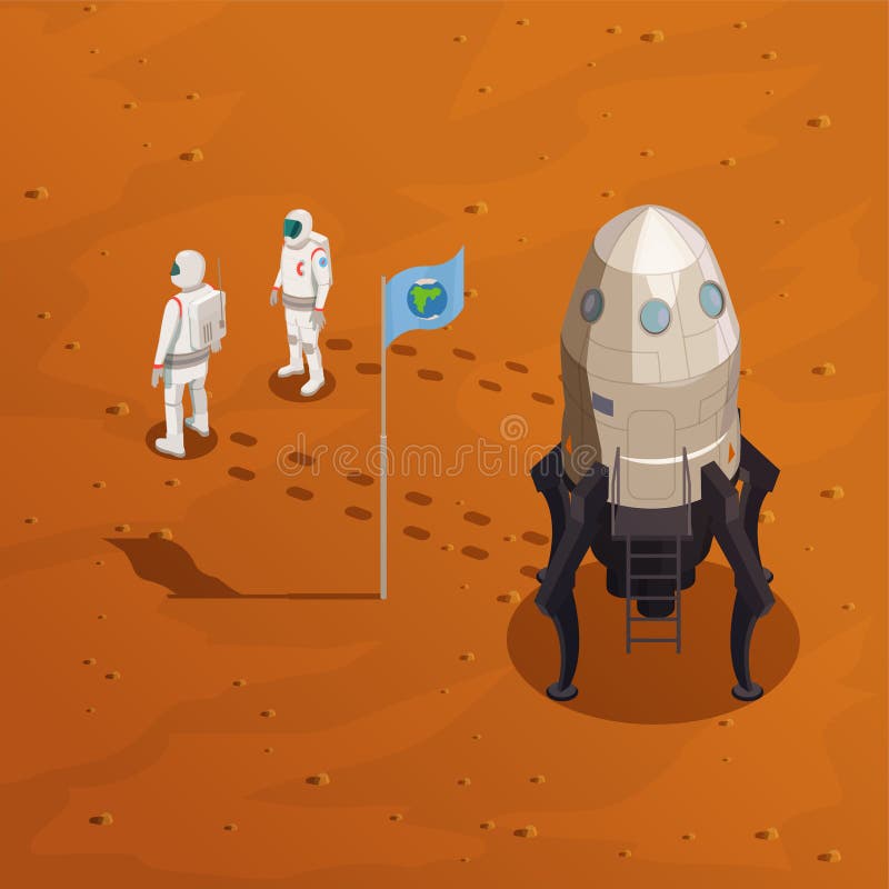 Mars Exploration Design Concept vector illustration