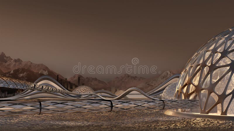 Mars futuristic architecture vector illustration