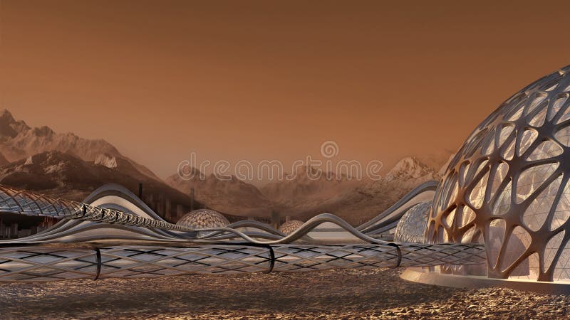 Mars futuristic architecture royalty free illustration