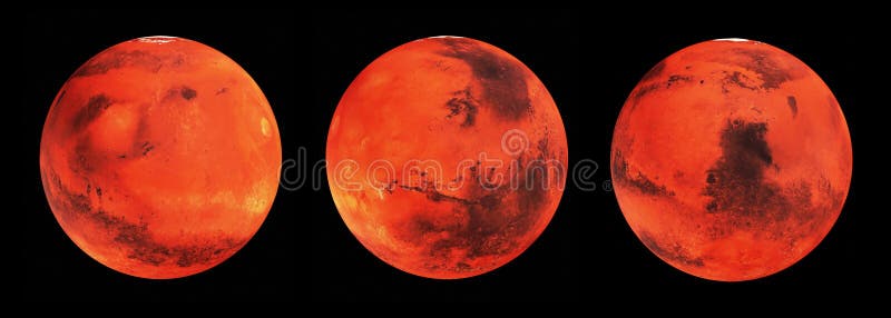 Mars planet 3d render ilustración diferentes vistas alto detallado stock de ilustración