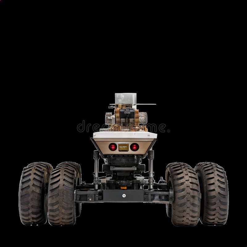 Mars rover deploying greenhouse dome on transparent background vector illustration