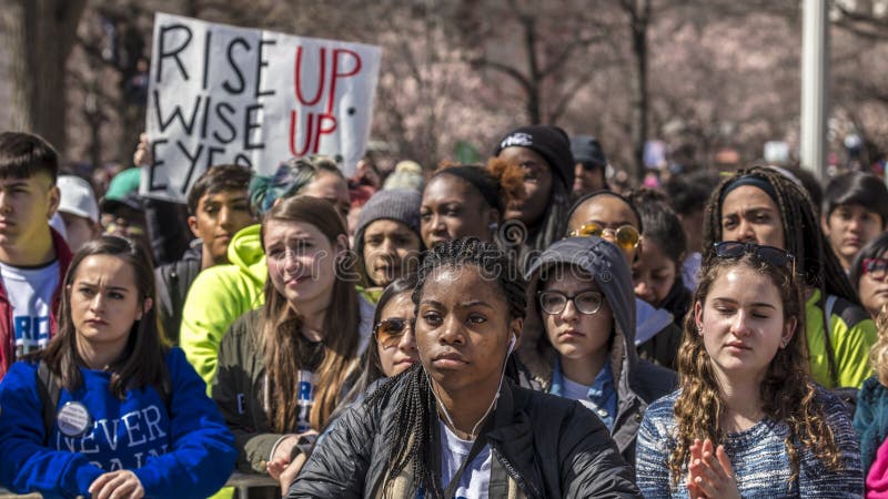 MARCH 24, 2018: Washington, D.C. hundreds of thousands protest against NRA on Pennsylvania Avenue during March for Our Lives Rally, Washington D.C. MARCH 24, 2018: Washington, D.C. hundreds of thousands protest against NRA on Pennsylvania Avenue during March for Our Lives Rally, Washington D.C.