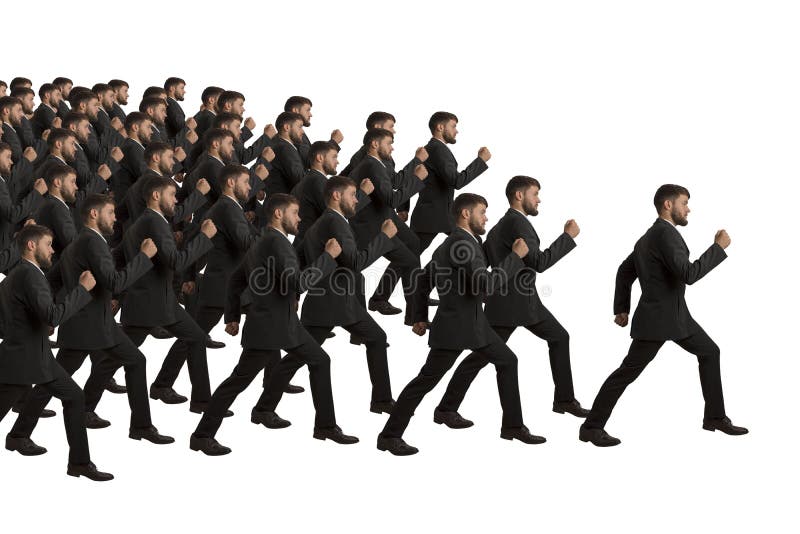 Marscherande kloner följer Ledaren arkivbild