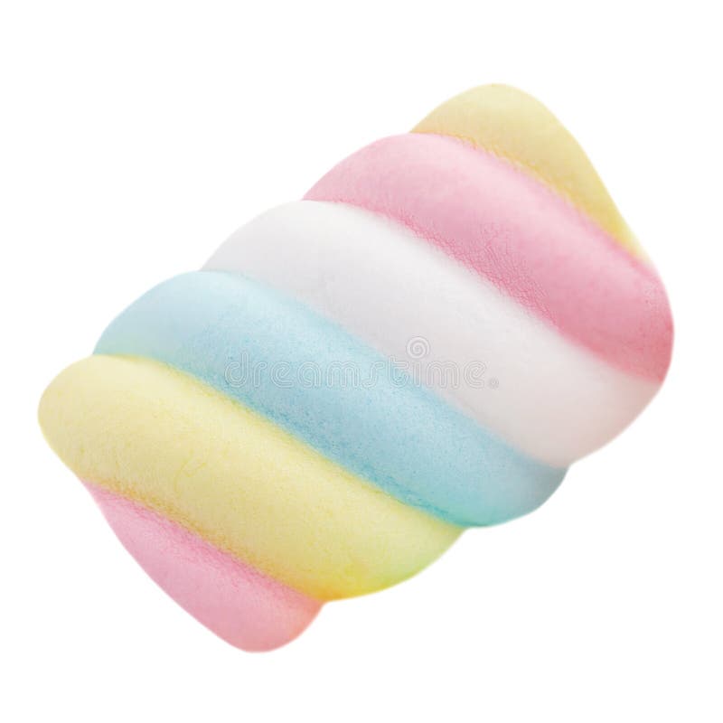 Marshmallow Candy Isolated on White Background. Closeup of Rainbow