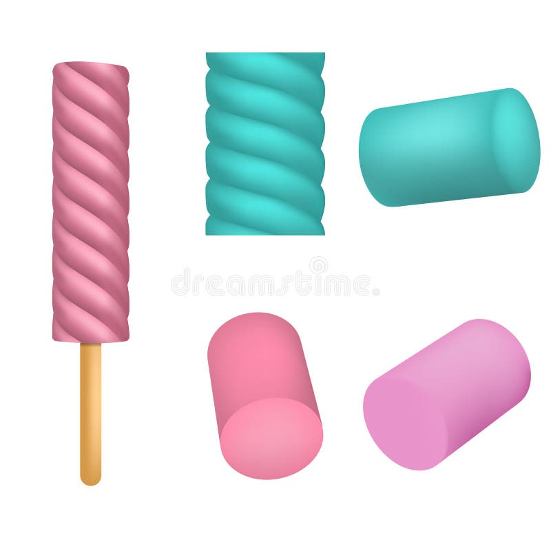 Marshmallow ikony set, realistyczny styl royalty ilustracja Marshmallow ikony set, realistyczny styl royalty ilustracja