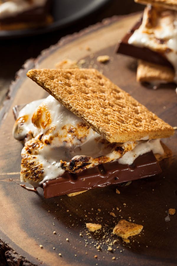 Marshmallow pegajosos caseiro S'mores imagem de stock