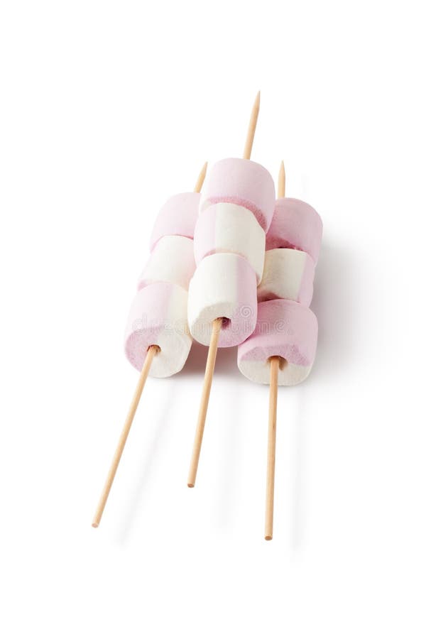 Marshmallow on the skewers stock photos