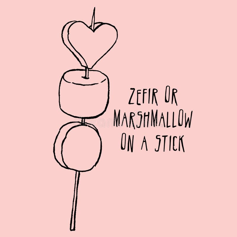 Marshmallow on a stick stock vector. Illustration of doodle 54693981