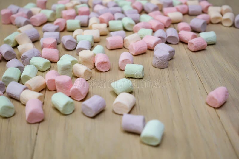 Marshmallows. Background or texture of colorful mini marshmallows stock photo