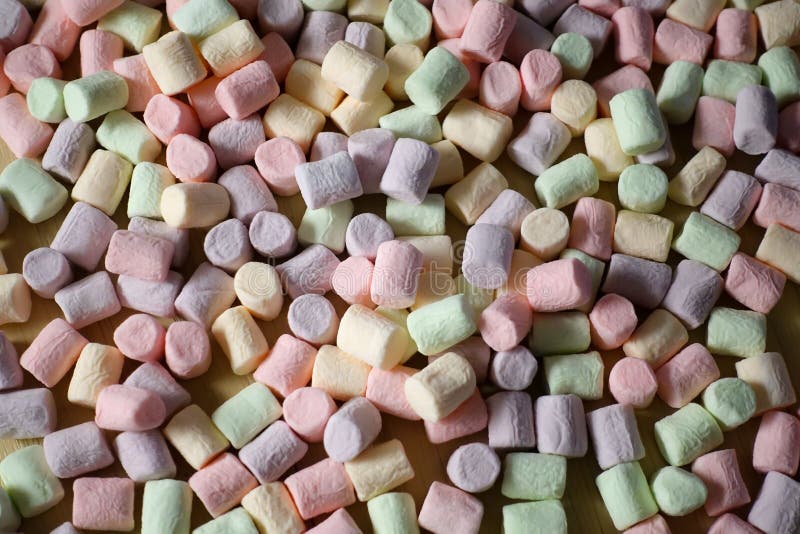 Marshmallows. Background or texture of colorful mini marshmallows stock images