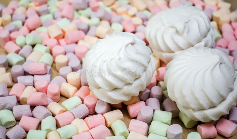 Marshmallows. Background or texture of colorful mini marshmallows royalty free stock images