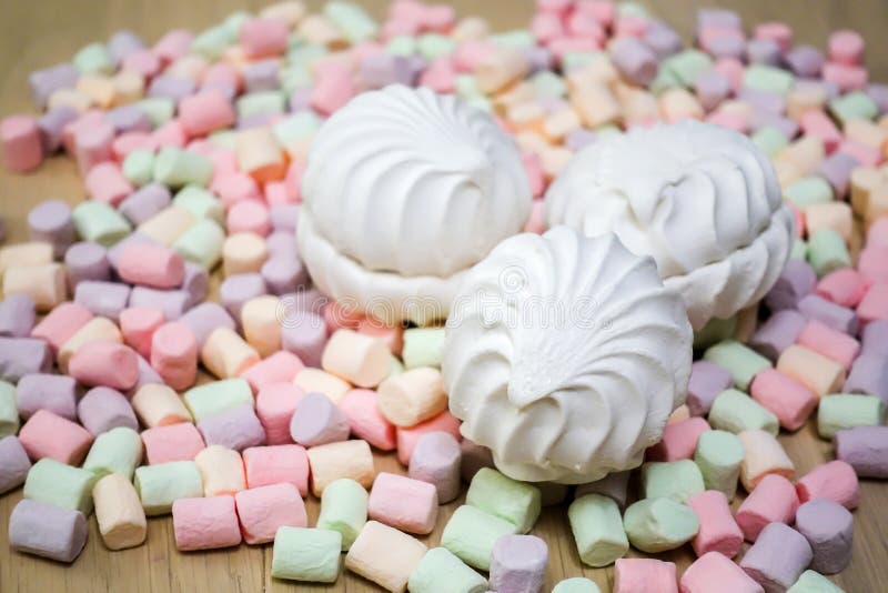 Marshmallows. Background or texture of colorful mini marshmallows stock images