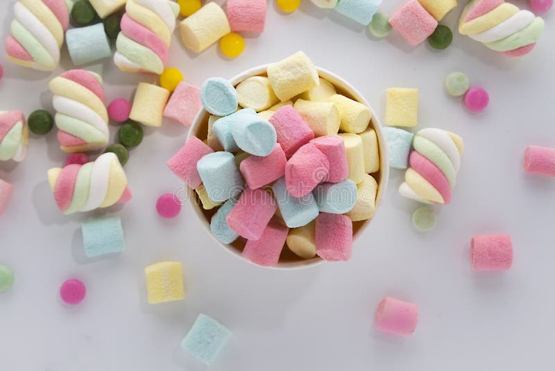 Marshmallows. Background or texture of colorful mini marshmallows. royalty free stock photos