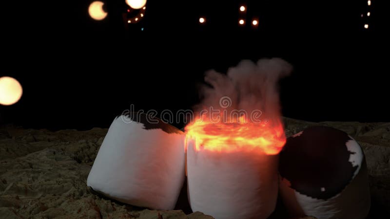 Marshmallows na ogieniu przy nocą ilustracja wektor Marshmallows na ogieniu przy nocą ilustracja wektor