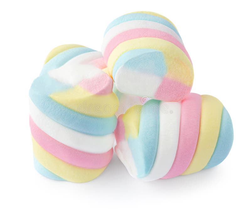 Marshmellow Candies Isolated on White Background. Rainbow Colored