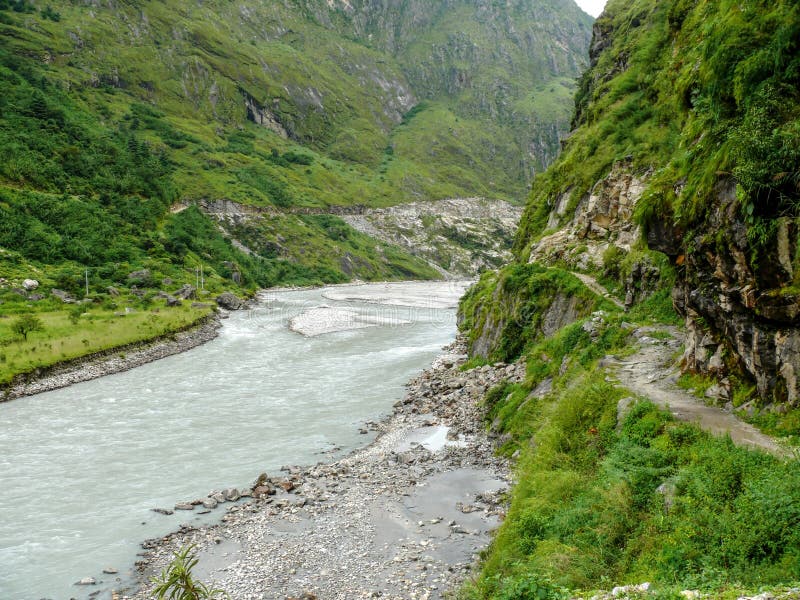 Marsyangdi river near Tal village - Nepal royalty free stock images Marsyangdi river near Tal village - Nepal royalty free stock images