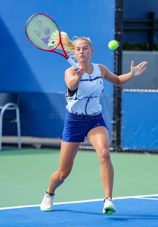 Marta Kostyuk Of Ukraine In Action During The 2018 US Open Round 2 Qualifying Match At The