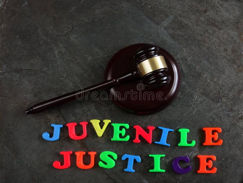 Juvenile Justice spelled out in play letters, with gavel. Juvenile Justice spelled out in play letters, with gavel