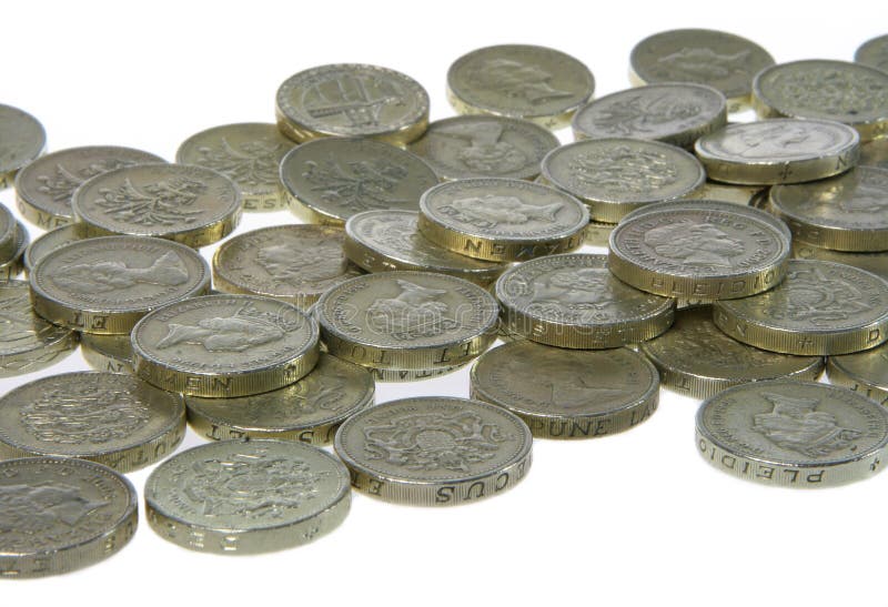 Pound Coins against white background. Pound Coins against white background