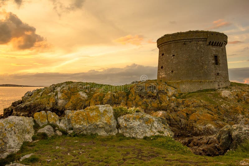 Martello Tower in Ireland's Eye at sunset. Ireland. Martello Tower in Ireland's Eye at sunset. Ireland