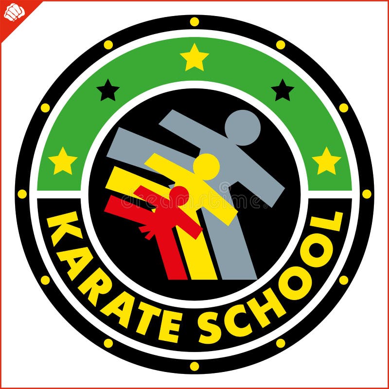Karate High Kick Emblem. Martial Art Colored Simbol Design. Vector, EPS