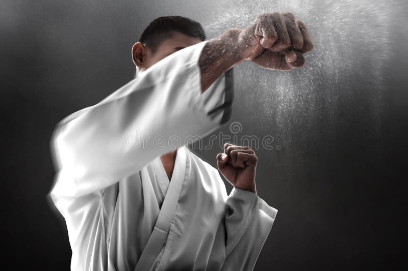 Martial art fighter punching training stock photo Martial art fighter punching training stock photo