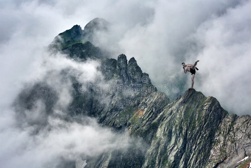 Martial Artist Training in Mountains Stock Photo Image of boxing