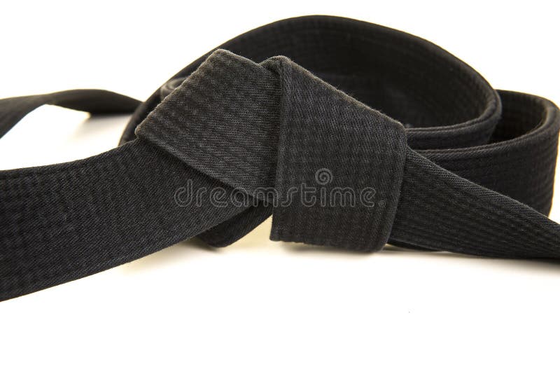 Martial Arts Black Belt In A Knot On A White Background Stock Photo