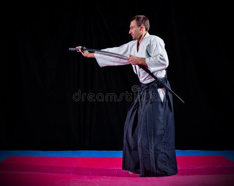 Martial Arts Fighter with Katana Stock Image Image of dojo, kimono