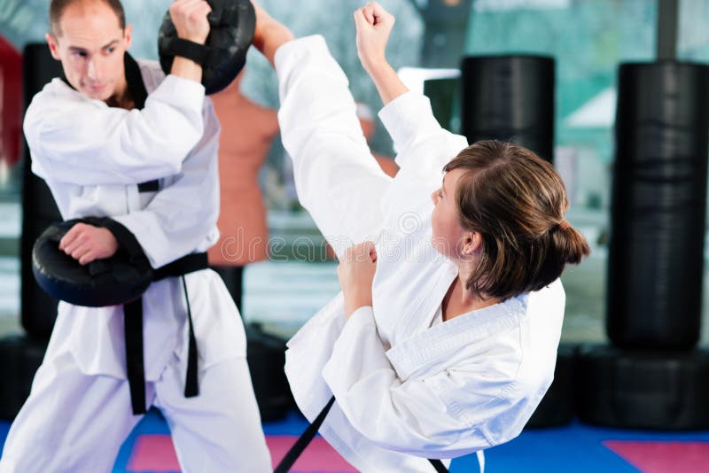 Martial Arts sport training in gym stock photo