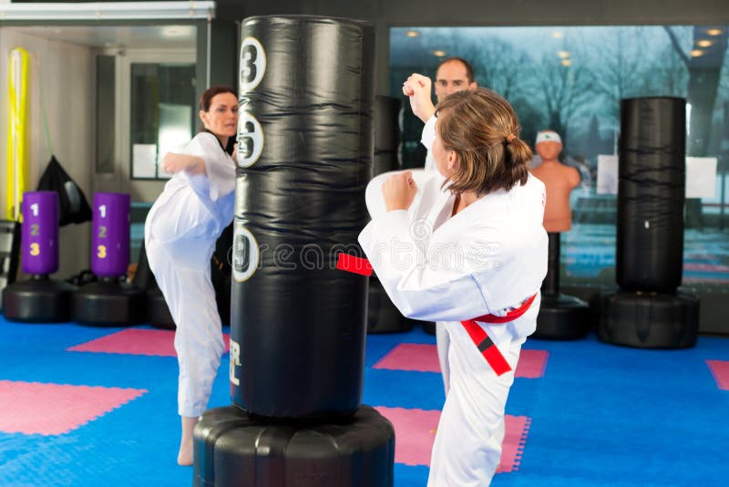 Martial Arts sport training in gym stock photography