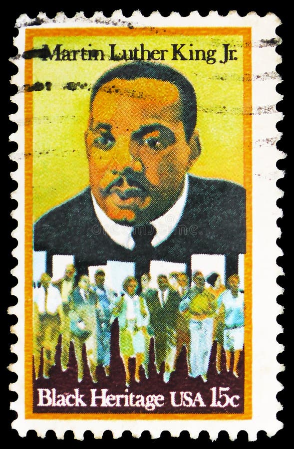 Martin Luther King, Jr. and Civil Rights Marchers, Black Heritage Series serie, circa 1979 stock images Martin Luther King, Jr. and Civil Rights Marchers, Black Heritage Series serie, circa 1979 stock images