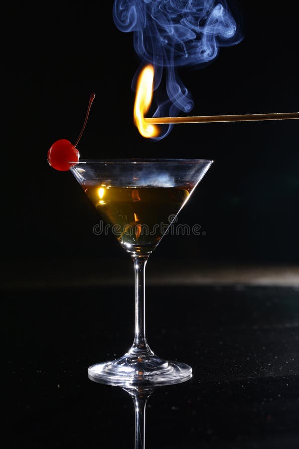 Martini Glass with a Cherry Stock Photo Image of alcohol, alcoholic
