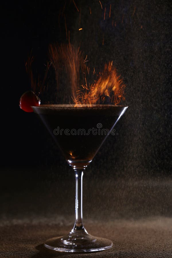 Martini Glass with a Cherry Stock Photo Image of classic, refreshment