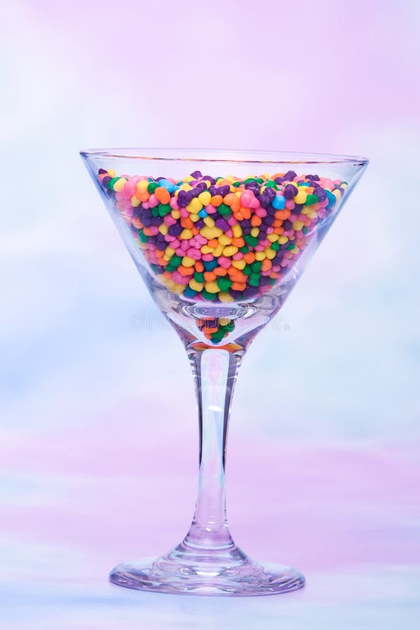 Martini glass filled with candy