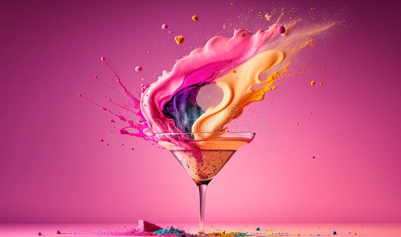 A martini glass filled with colorful liquid and sprinkles royalty free illustration