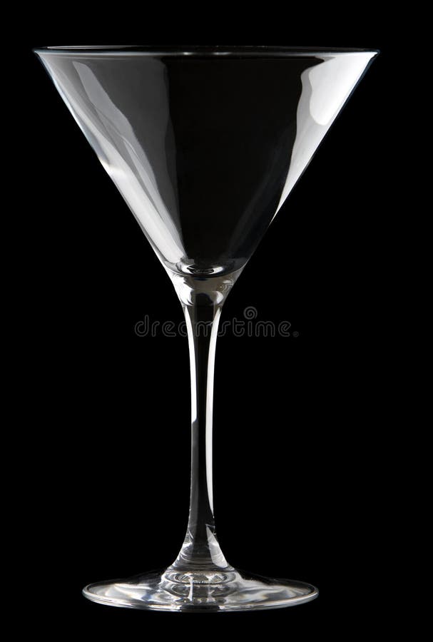 Martini Glass Isolated on a Black Background. Stock Image Image of